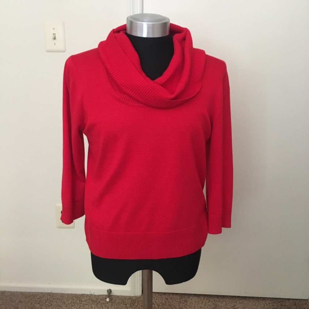 Cable and Gauge red cowlneck sweater top